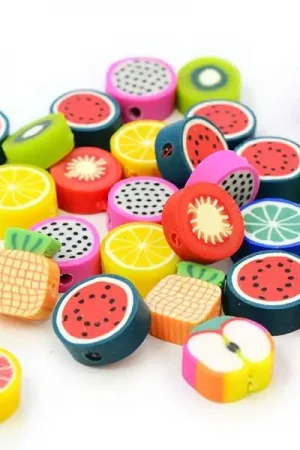 Satisfait Ou Remboursé 20 perles en pâte polymère - fruitstutti frutti