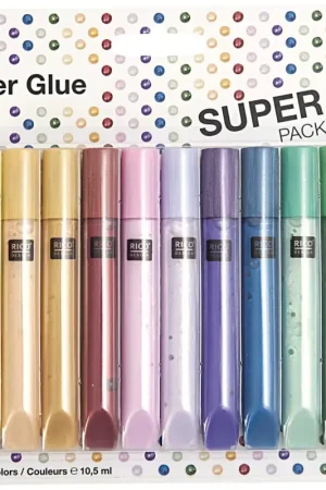 Authentique Lot de 10 stylos glitter glue - colle paillettes- couleurs nacrées