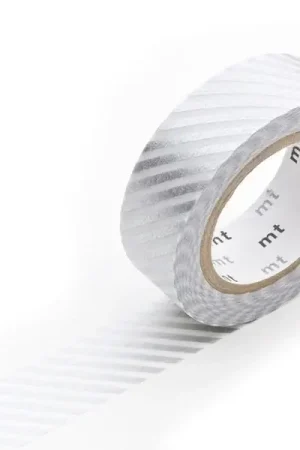 Pas Cher Masking tape motif - Rayé argent