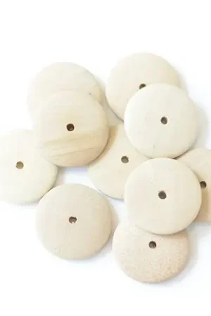 10 perles en bois - Rond plat 23 mm Nouveauté