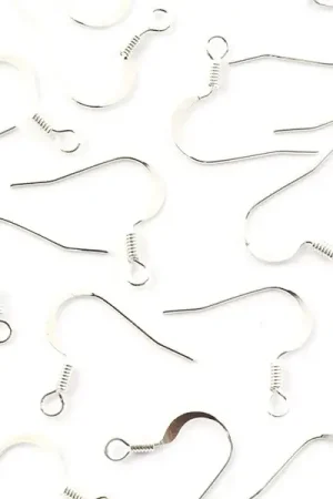 Top Vente 10 paires de boucles d'oreilles - crochets plats - couleur argenté clair
