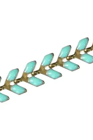 Chaîne épi émaillée bleue turquoise - 50 cm Prix Réduit