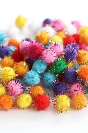Seulement Aujourd'hui Lot de 100 pompons à fils métalliques de couleur vives - 1,5 cm