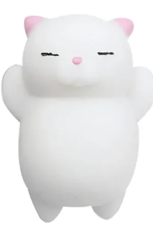 Vente Flash Mini squishy chat blanc à oreilles roses kawaii - anti-stress