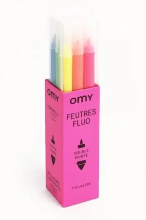 Boite de 9 feutres fluos à double pointes - OMY Pas Cher