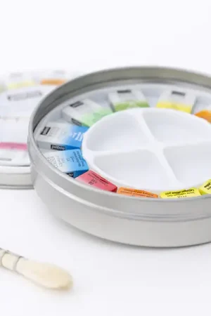 Coffret 12 demi-godets aquarelle fine - boîte ronde Expédition Rapide
