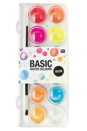 Boîte d'aquarelle / peinture à l'eau - 12 couleurs fluo Bon Plan