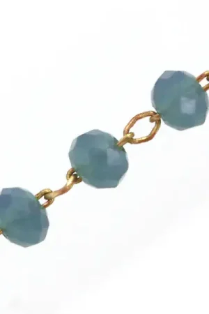 Commander Vite Chaine laiton avec perles en verre - bleu canard