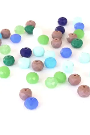 Lot de 50 perles à facettes en verre 8x6 mm - bleu et vert Bon Plan