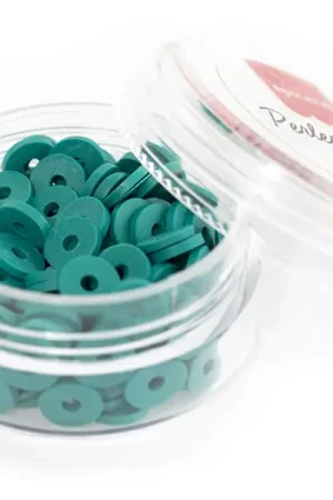 Produit De Marque Boite de perles rondelles heishi 6 mm - Bleu canard