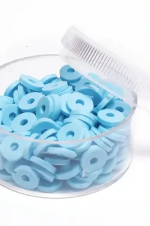 Boite de perles rondelles heishi 6 mm - bleu clair Offre Limitée