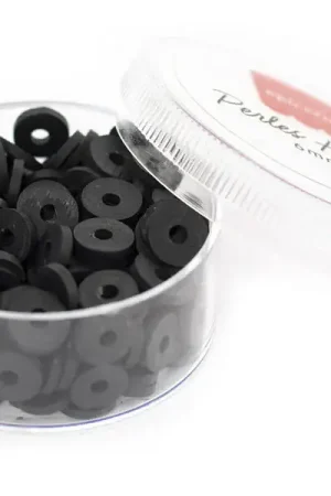Boite de perles rondelles heishi 6 mm - Noir Bon Plan