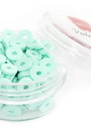 Jusqu'à Épuisement Des Stocks Boite de perles rondelles heishi 6 mm - bleu / vert d'eau