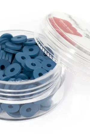 Boite de perles rondelles heishi 6 mm - bleu acier Populaire