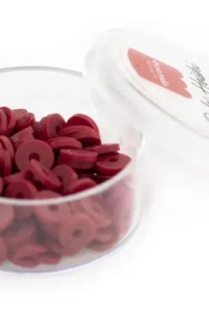 Boite de perles rondelles heishi 6 mm - Rouge marsala Super Prix