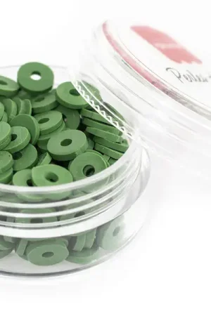Boite de perles rondelles heishi 6 mm - Vert végétal Dernière Chance