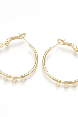Usine Directe Boucles d'oreilles créoles 30 mm -dorées à l'or fin