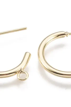 Boucles créoles avec anneau- diamètre 24 mm - laiton doré à l'or fin 24K Offre Spéciale