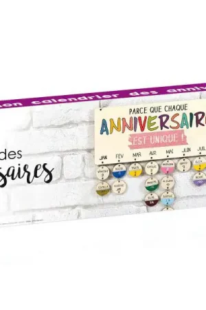 Paiement Sécurisé Calendrier des anniversaires en bois 40 x 12 cm