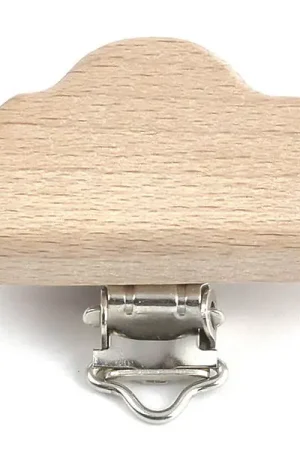 Pince clip accroche tétine pour bébé - bois clair - nuage Quantité Limitée