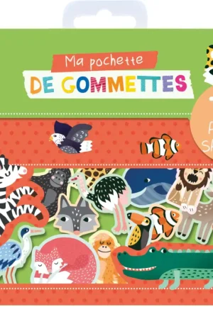 Pochette de 100 Gommettes - Animaux sauvages - Editions Auzou Pas Cher