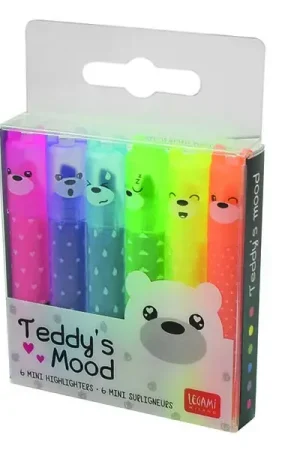 Usine Directe Lot de 6 mini surligneurs - Teddy's Mood