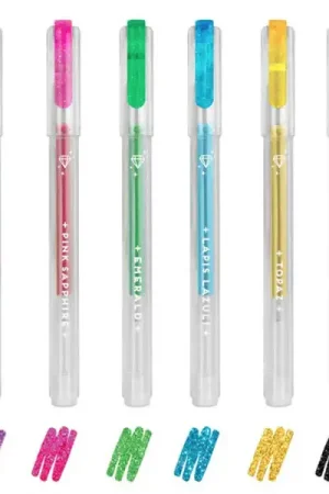 Pochette de 6 mini stylos à encre gel paillettes - Legami Réduction