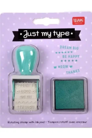Certifié Tampon rotatif avec encreur "Just my type" - Legami