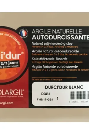 Durci'dur blanc - Argile naturelle autodurcissante Haute Qualité