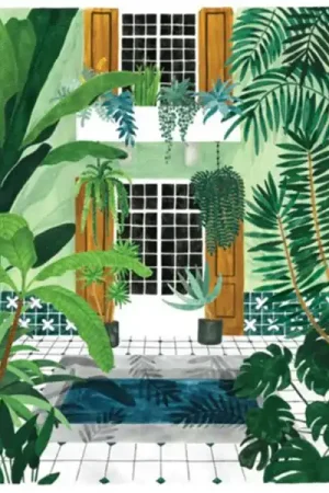Affiche aquarelle - Riad - 29,7 x 39,7 cm - ATWS Dernier Modèle