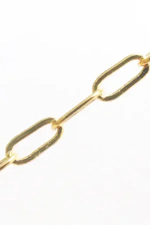 Chaîne trombone - 6 x 2 mm - doré à l'or fin 18K x 20 cm Super Prix
