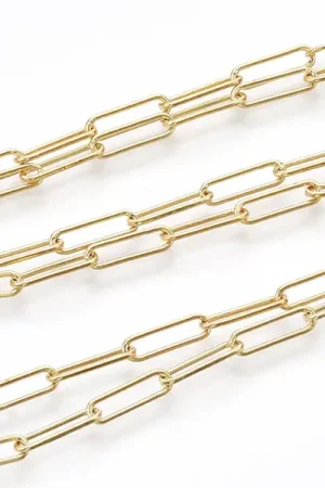 Collier 46 cm - chaîne trombone - doré à l'or fin 18K Jusqu'à Épuisement Des Stocks