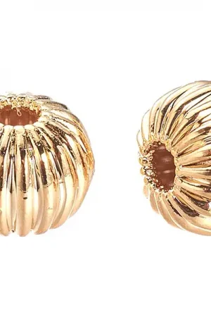 10 perles rondelles ondulées - doré à l'or fin 18k - 4 x 3 mm Nouvel Arrivage