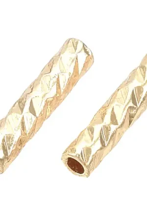 Solde 20 perles fantaisie - doré à l'or fin 18k - 7 x 1,5 mm