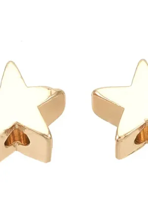 Soldes 10 perles étoiles - doré à l'or fin 18k - 6 x 6 x 3 mm
