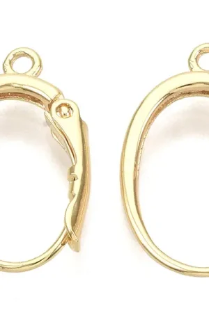 Boucles d'oreilles dormeuses avec boucle - doré à l'or fin 18k - 20,5 mm Petit Prix
