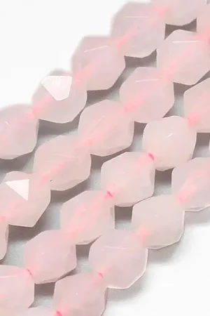 Achat Immédiat Lot de 10 perles naturelles géométriques à facettes - 6 mm - Quartz rose