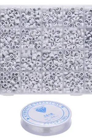 Expédié Aujourd'hui Pack boite de perles en plastique alphabet et bobine de fil élastique