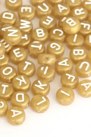 200 perles lettres alphabet rondes en plastique - doré Acheter En Ligne