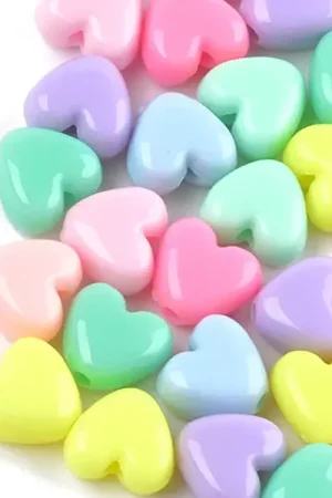 50 perles coeurs - multicolore Soldes