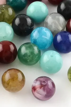 50 perles en plastique imitation pierres naturelles - multicolore - 8 mm Livraison Express