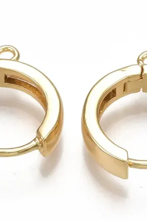 Affaire À Saisir Paire de boucles d'oreilles huggies - anneau rond - 16,5 x 14,5 x 3,5 mm - doré à l'or fin 18K