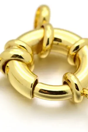 Solde Fermoir à anneau à ressort - 17 x 6 mm -doré à l'or fin 18K