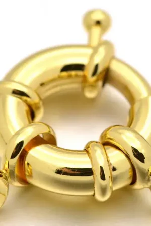 Expédié Aujourd'hui Fermoir à anneau à ressort - 13 x 5 mm - doré à l'or fin 18K