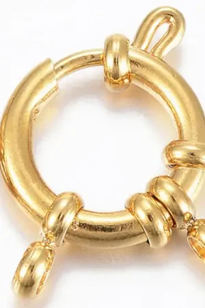 Fermoirs à anneaux à ressort en acier inoxydable 304 - doré - 23 x 14 mm Commande En Gros