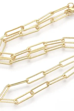 Collier chaînetrombone texturée - 47 cm - 15,5 x 4,5 - doré à l'or fin 18K Remise