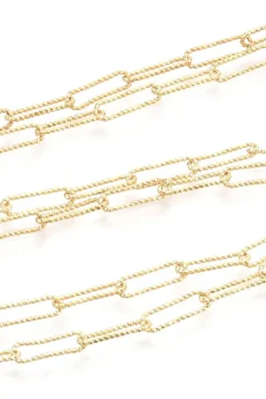 Collier chaînetrombone texturée - 49,5 cm - 11,5 x 3,5 - doré à l'or fin 18K Prix Bas