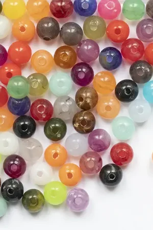 Usine Directe 100 perles en plastique rondes 6 mm - imitation perles naturelles