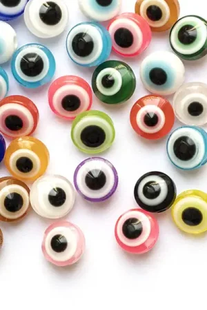 50 perles en plastiques - œil porte bonheur - multicolore - 8mm Livraison Express