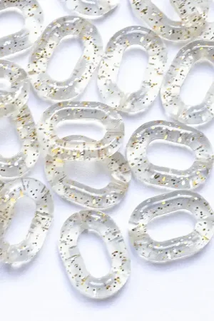 50maillons ovales en plastique 19 x 14 mm - à connecter pour création de chaîne - transparent à paillettes Commander Vite